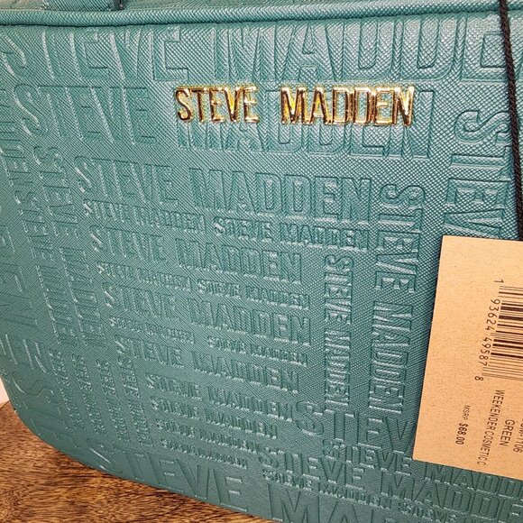 Steve Madden Teal Travel Cosmetic Bag With Clear Pockets & Zippers - Picture 4 of 7